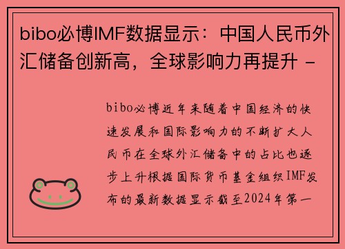 bibo必博IMF数据显示：中国人民币外汇储备创新高，全球影响力再提升 - 副本